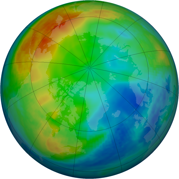 Arctic ozone map for 16 December 1991
